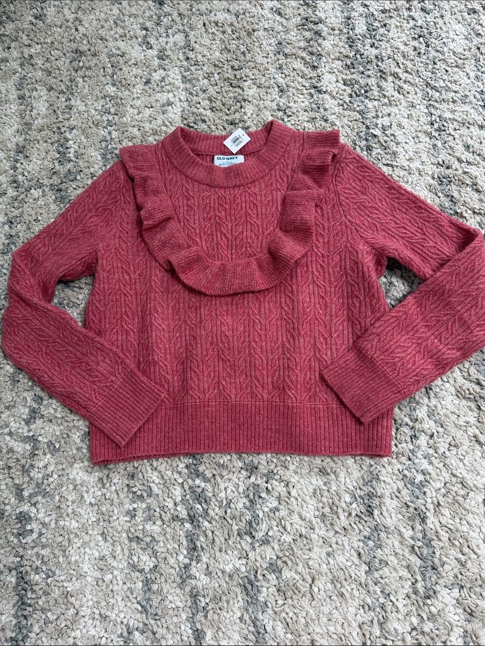 Old Navy Women's Rose Cable-Ruffle Crew Sweater